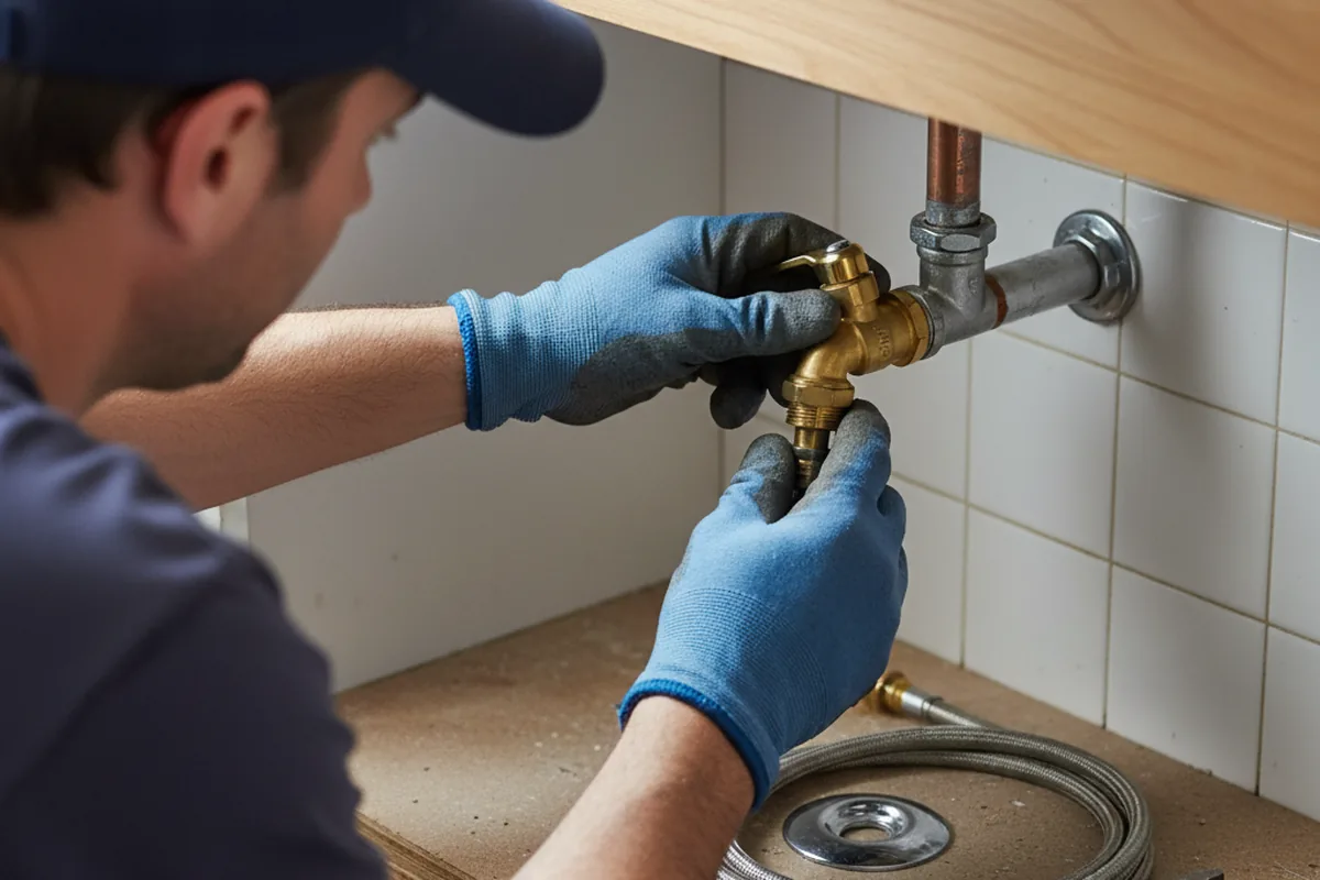 Shutoff valve and fitting work during Emergency Plumbing in Amboy